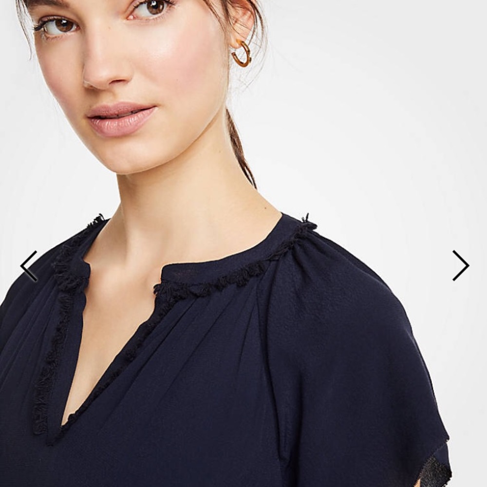 Ann Taylor navy blues fringe shift dress